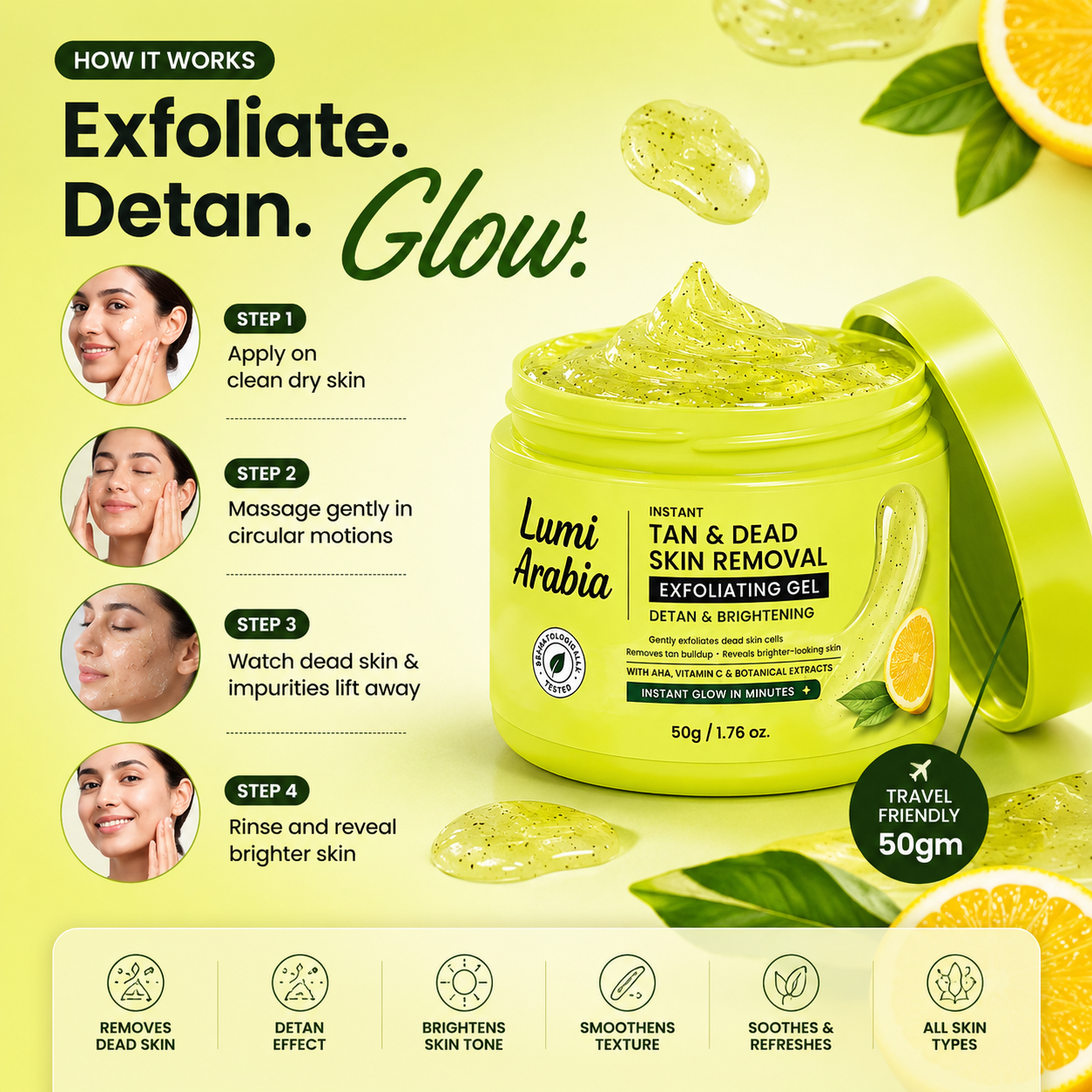 Instant Tan & Dead Skin Removal Exfoliating Gel